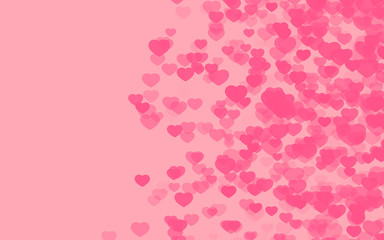 Valentine day pink hearts on pink background.