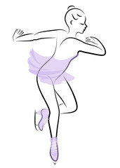 Skater skates on ice. The girl is beautiful and slender. Lady athlete, figure skater. Vector illustration.