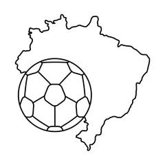 sport ball soccer with map of brazil vector illustration design