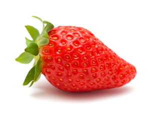 red ripe strawberries on white