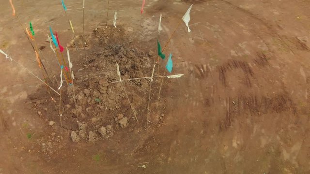 Helix drone automated shot of anactive mud volcano located on the islands of Trinidad and Tobago