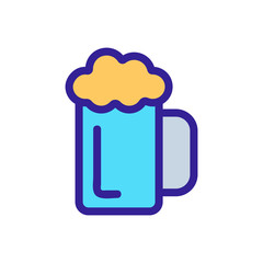 glass with beer icon vector. A thin line sign. Isolated contour symbol illustration