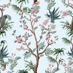 Printed roller blinds Japanese style Seamless pattern in chinoiserie style with peonies. Vector,