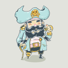 Cute Pirate Cartoon Illustration For Apparel