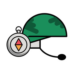 military force helmet with microphone isolated icon