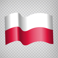 3D Realistic waving Flag of Poland on transparent background.  National Flag  Republic of Poland for your web site design, app, UI. Europe. EPS10.