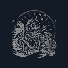 Crazy Hot Rod Monster Racer Illustration For Apparel