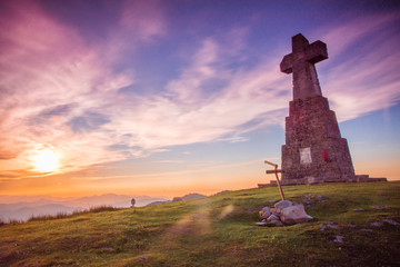 sunset in the basque mountains, urkiola natural park.