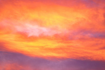 Red and yellow clouds in the sunset sky