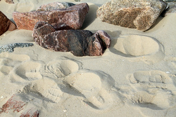 Traces, Sand, Sea, Hiking, Kugelbake, Cuxhaven, Lower Saxony, Germany, Europe