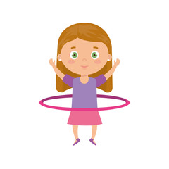 cute little girl playing hula hula isolated icon vector illustration design