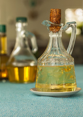 oils in a glass bottles with spices 