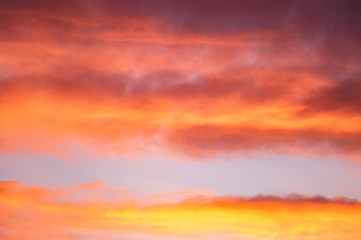 Red and yellow clouds in the sunset sky