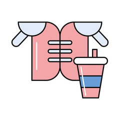 jacket american football equipment and soda