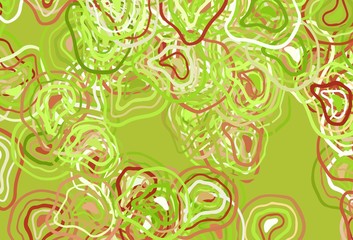 Light Green, Red vector texture with curved lines.