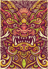 Colorful Chinese Lion Mandala Background Illustration