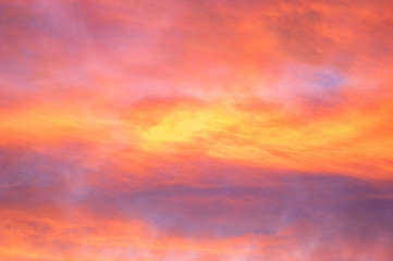 Red and yellow clouds in the sunset sky