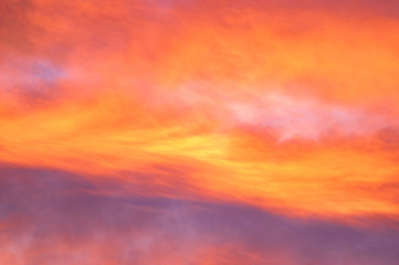 Red and yellow clouds in the sunset sky