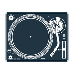 dj mixing turntable set vector illustration
