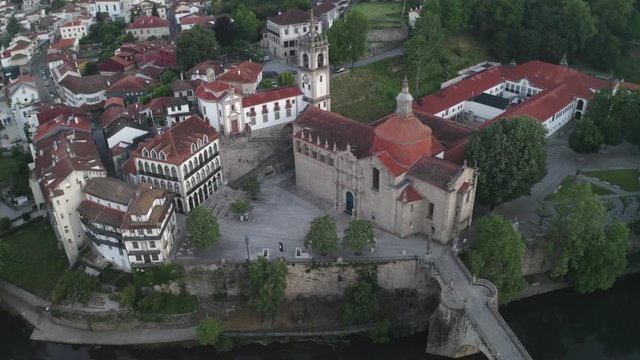 Amarante drone aerial view in Portugal at sunrise