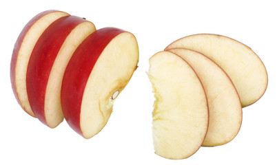 Sliced red apple isolated on white