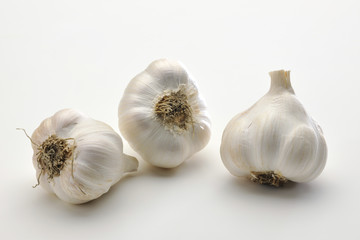 The portrait of food Garlic on the white background