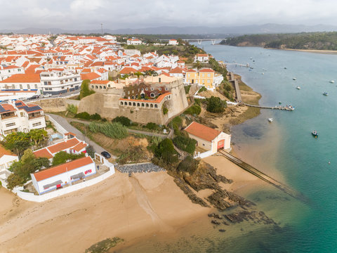 Aerial view of Fort of S&atilde;o Clemente, Vila Nova de Milfontes, Portugal
