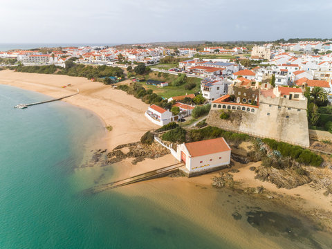 Aerial view of Fort of S&atilde;o Clemente, Vila Nova de Milfontes, Portugal