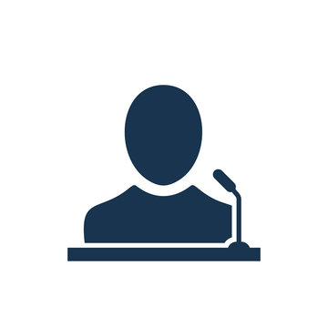 recommend clip art: Public speaker vector icon. Orator, protest, meeting leader glyph solid illustration. Political public speech drawing. Politician, protester isolated contour symbol.