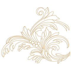 Golden vintage baroque ornament, corner. Retro pattern antique style acanthus. Decorative design element filigree calligraphy vector. - stock vector	