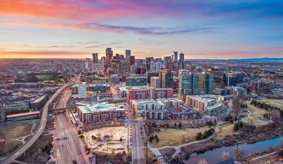 Foto op Canvas Denver Colorado CO Downtown Skyline Luchtfoto © Kevin Ruck