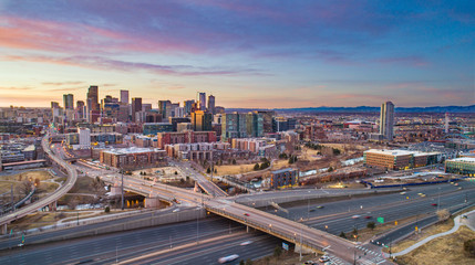 Denver Colorado CO Drone Downtown Skyline Aerial