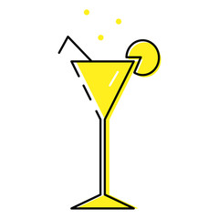 Vector. Linear cocktail. Martini alcoholic, non-alcoholic cocktail. On a white background, isolated. For printing cards, web, menu design.