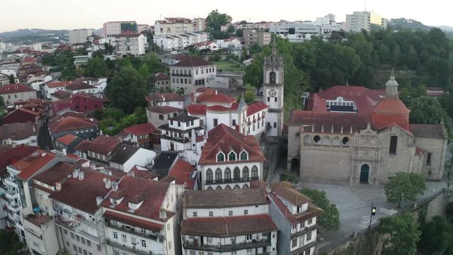 Amarante drone aerial view in Portugal at sunrise