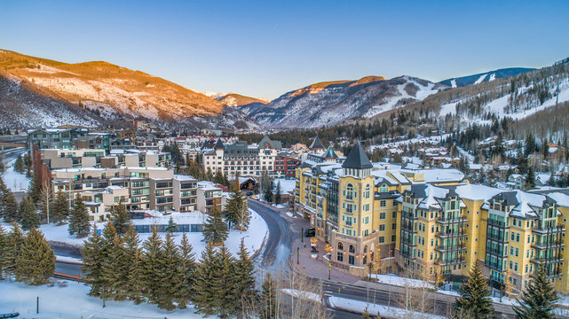 Vail, Colorado, USA Drone Village Skyline Aerial