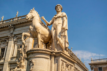 Fototapeta na wymiar Dioscuri statues located at the Campidoglio Rome, Lazio - Italy