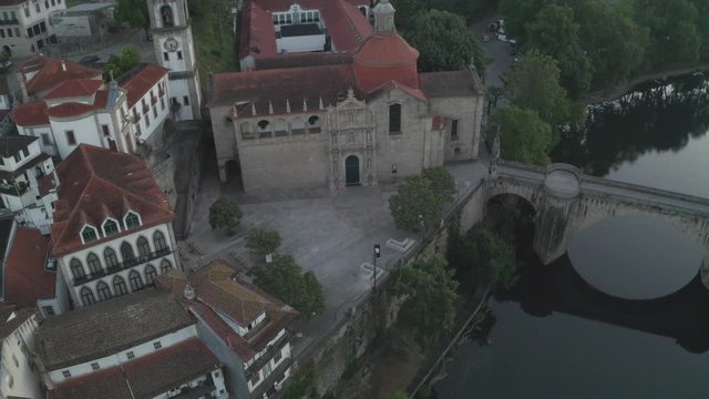Amarante drone aerial view in Portugal at sunrise