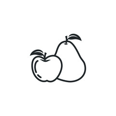 pear and apple icon template color editable. pear and apple fruit symbol vector sign isolated on white background illustration for graphic and web design.