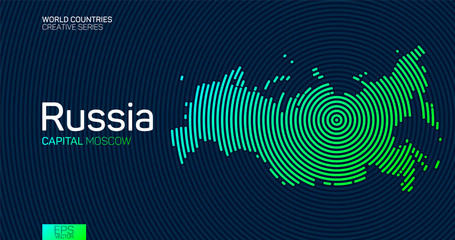 Abstract map of Russia with circle lines