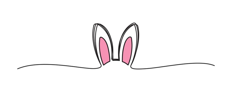 Doodle black Easter bunny ears scribble banner