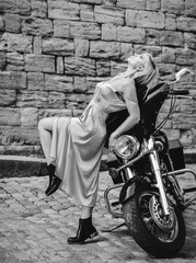 Fototapeta na wymiar woman with motorcycle