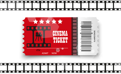 Vector cinema tickets isolated on transparent background. Realistic cinema entrance ticket.