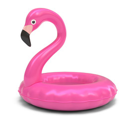 Pink flamingo isolated on white background 3d rendering