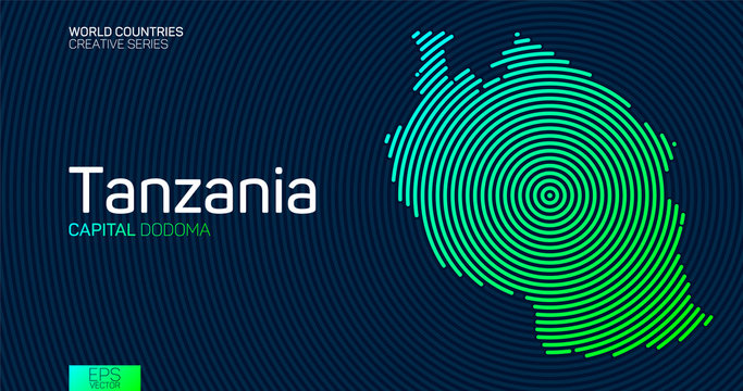 Abstract map of Tanzania with circle lines