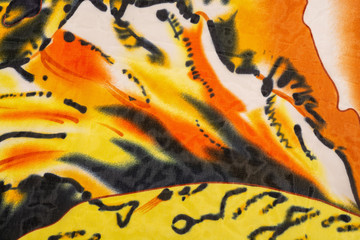 Abstract black orange drawing on a white yellow background