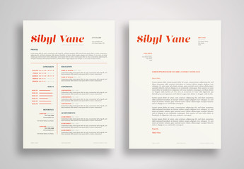 Resume and Cover Letter Layout with Red Accents