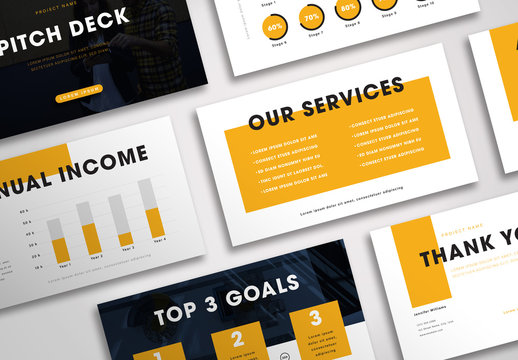 Pitch Deck Layout with Orange Accents