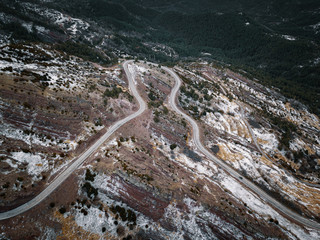 High angle view of mountain road with snow © FabianSchmiedlechner