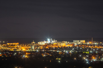 Night European city views from a height