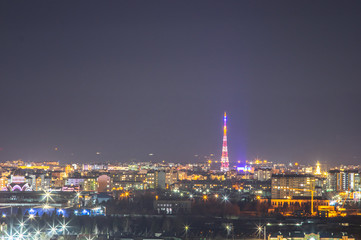 Obraz na płótnie Canvas Night European city views from a height